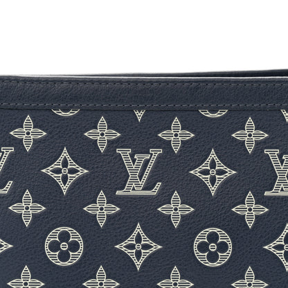 Louis Vuitton Calfskin Monogram Shadow Gaston Wearable Wallet Ink Blue White 8 of 10