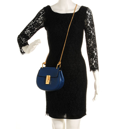 Chloe Grained Lambskin Mini Drew Shoulder Bag Factory Blue 1 of 8