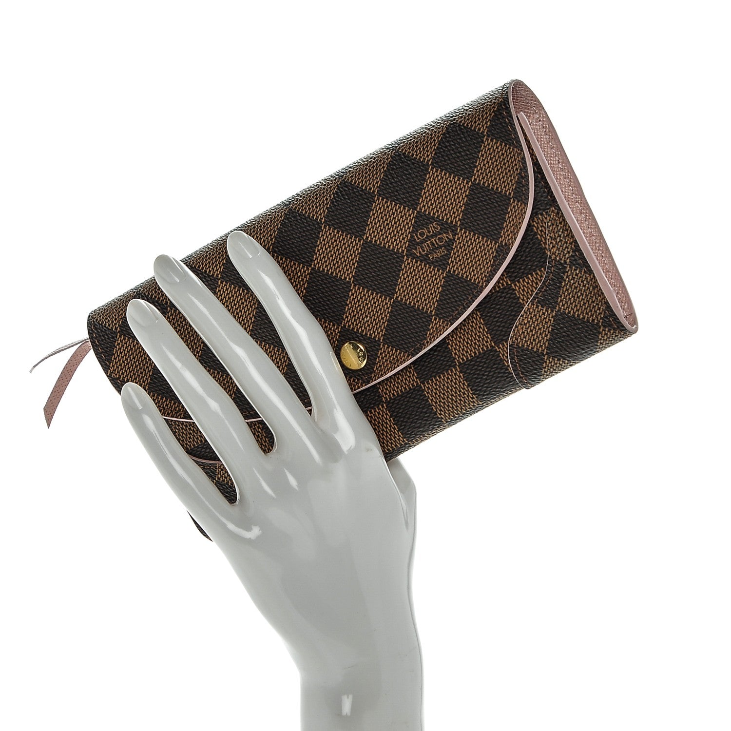 Louis Vuitton Damier Ebene Caissa Wallet Rose Ballerine 2 of 6