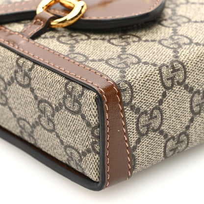 Gucci GG Supreme Monogram Mini Horsebit 1955 Crossbody Bag Beige Brown Sugar 9 of 10
