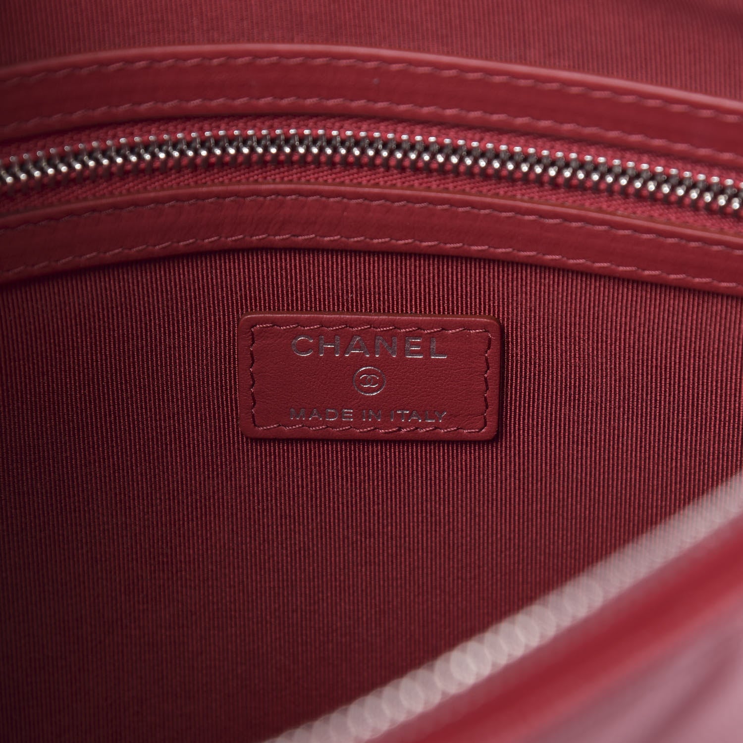Chanel Caviar Quilted Medium Cosmetic Case Dark Red 6 of 7