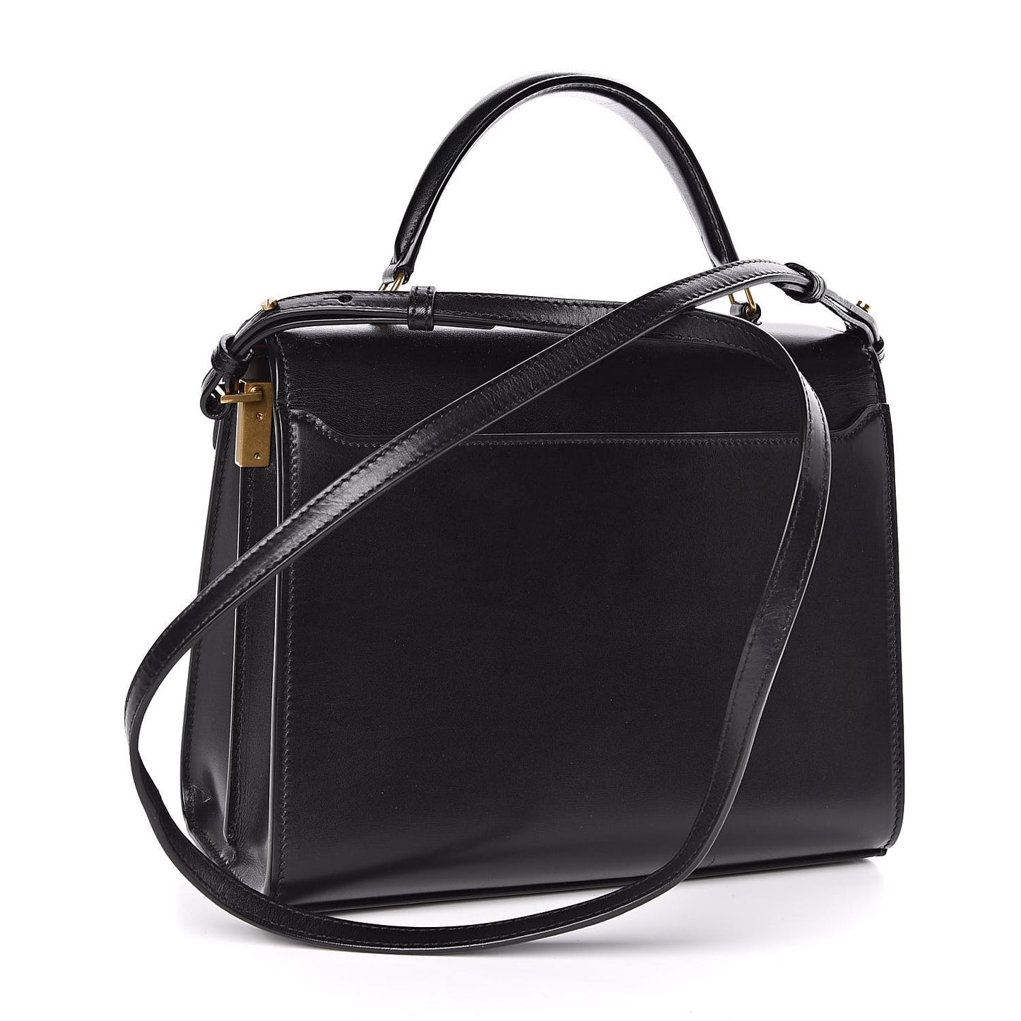 Smooth Calfskin Medium Classic Monogram Cassandra Top Handle Black Rouge Legion