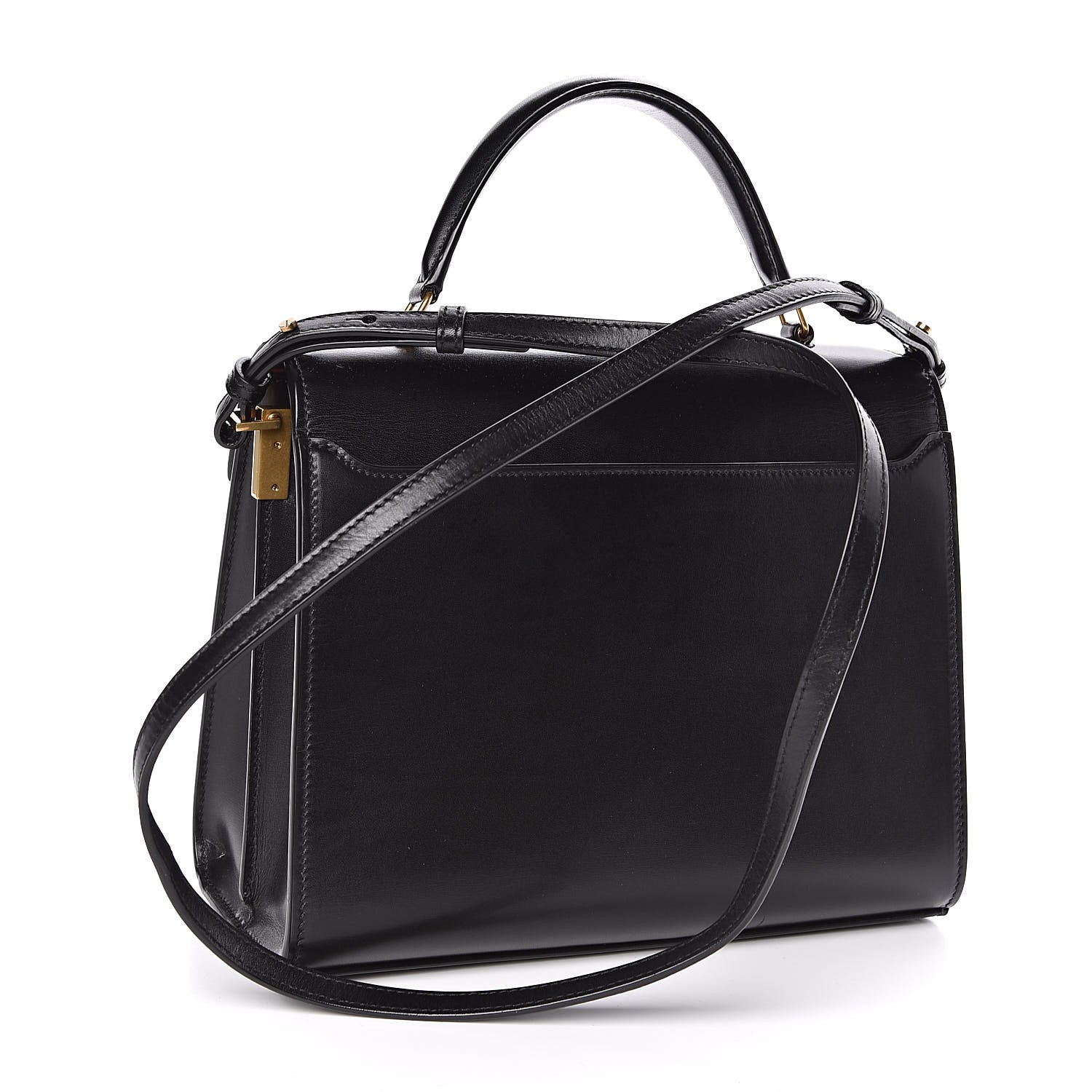 Saint Laurent Smooth Calfskin Medium Classic Monogram Cassandra Top Handle Black Rouge Legion 3 of 9