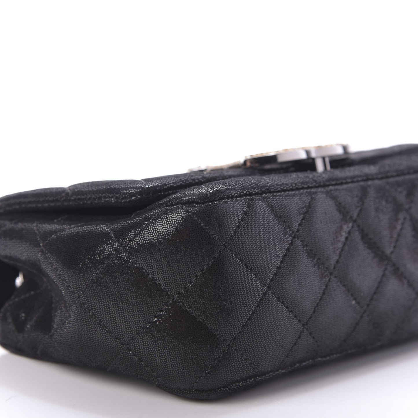 Sequin Goatskin Crystal CC Mini Flap Black