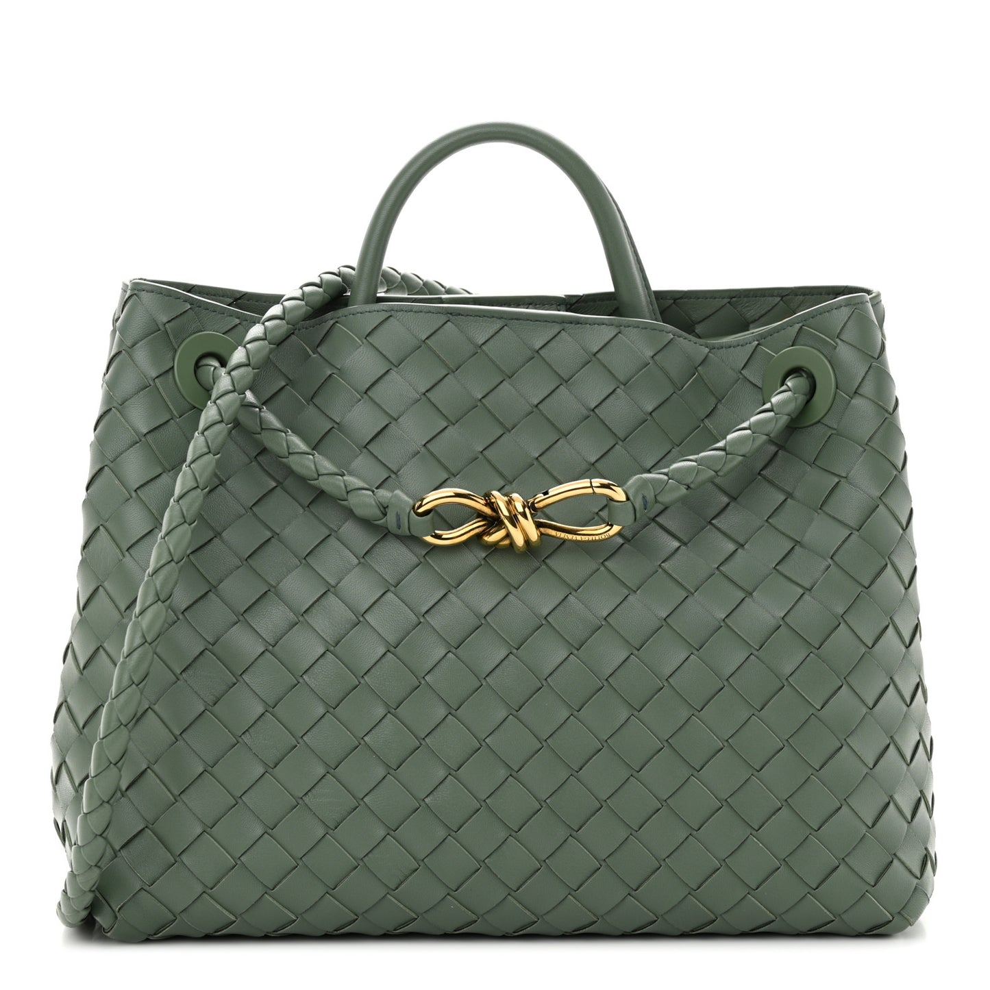 Nappa Intrecciato Medium Andiamo Shoulder Bag Aloe