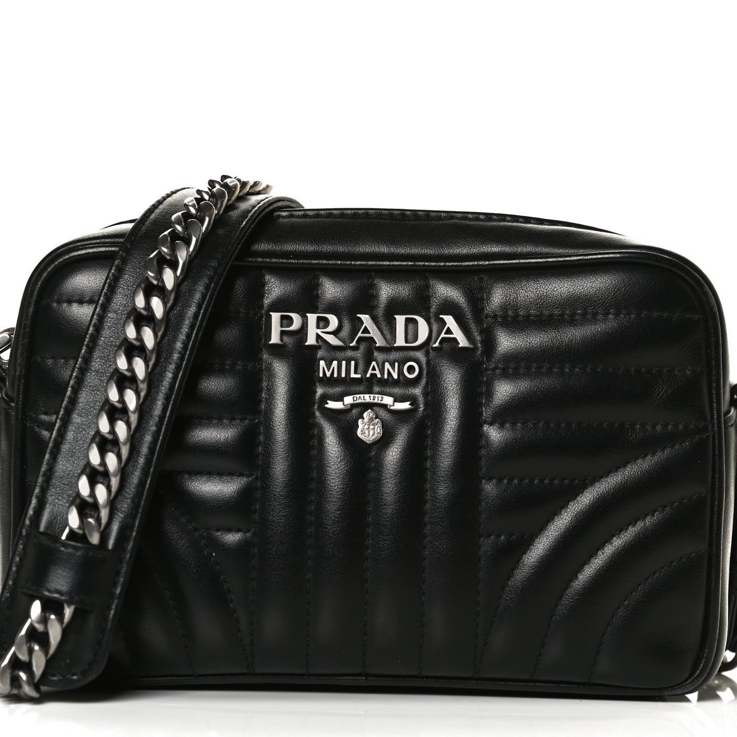 Soft Calfskin Diagramme Crossbody Bag Black