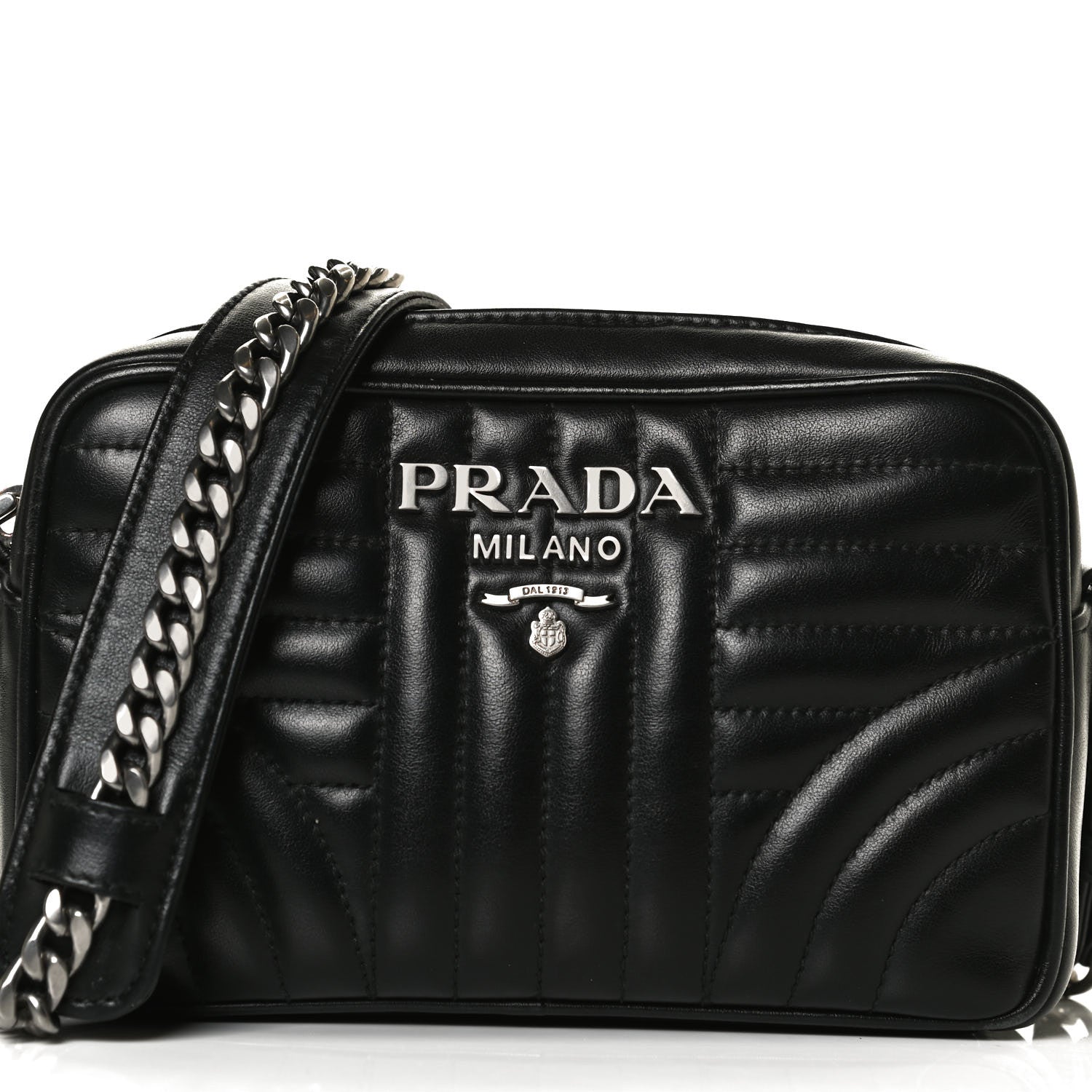 Prada Soft Calfskin Diagramme Crossbody Bag Black 6 of 14