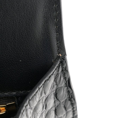 Balenciaga Shiny Calfskin Crocodile Embossed Small Hourglass Top Handle Bag Black 11 of 11