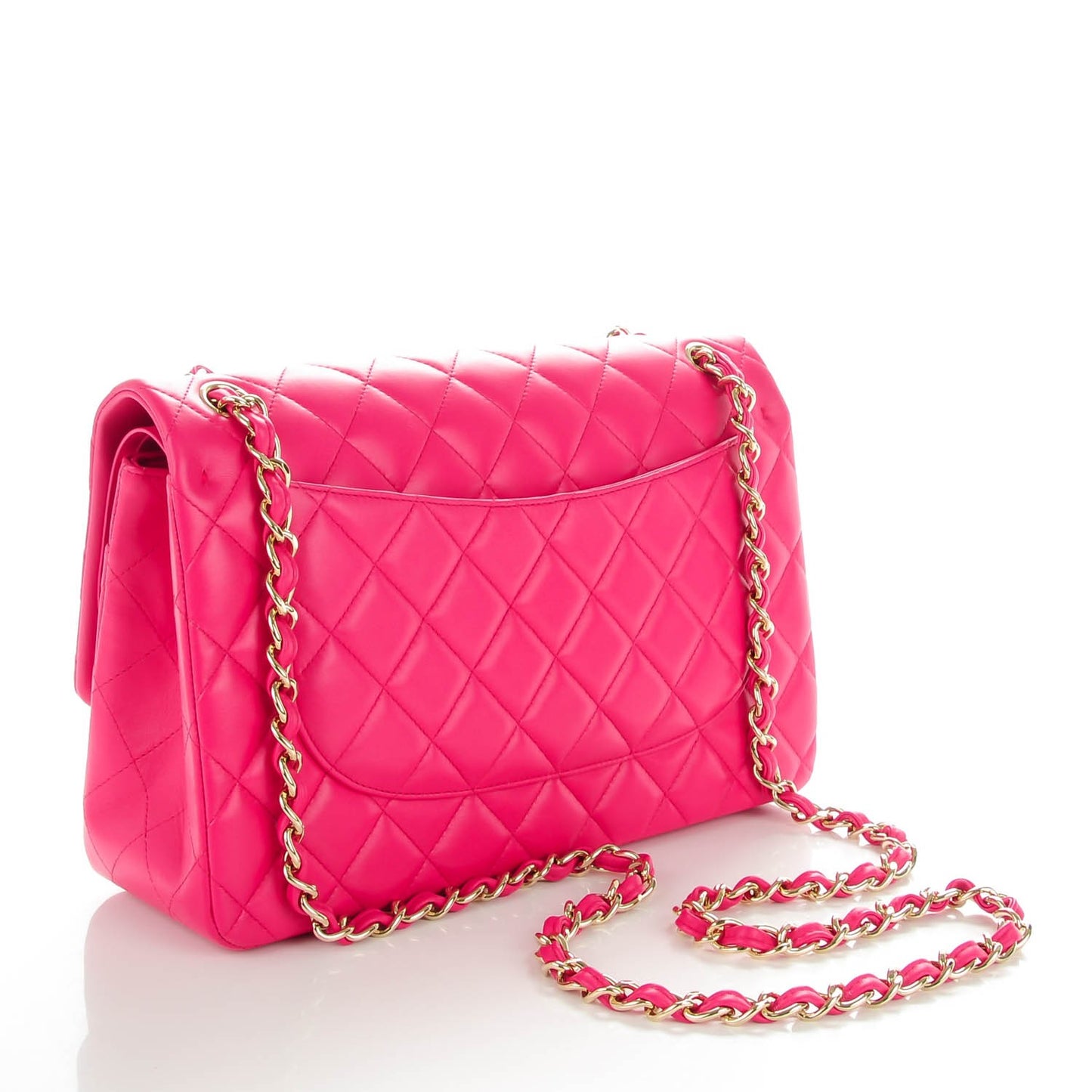 Lambskin Quilted Jumbo Double Flap Fuchsia