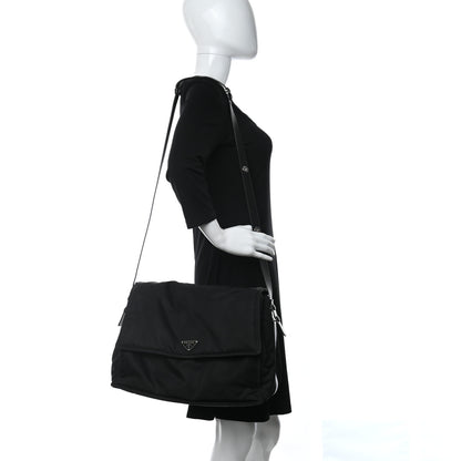 Prada Tessuto Nylon Calfskin Messenger Bag Black 2 of 10