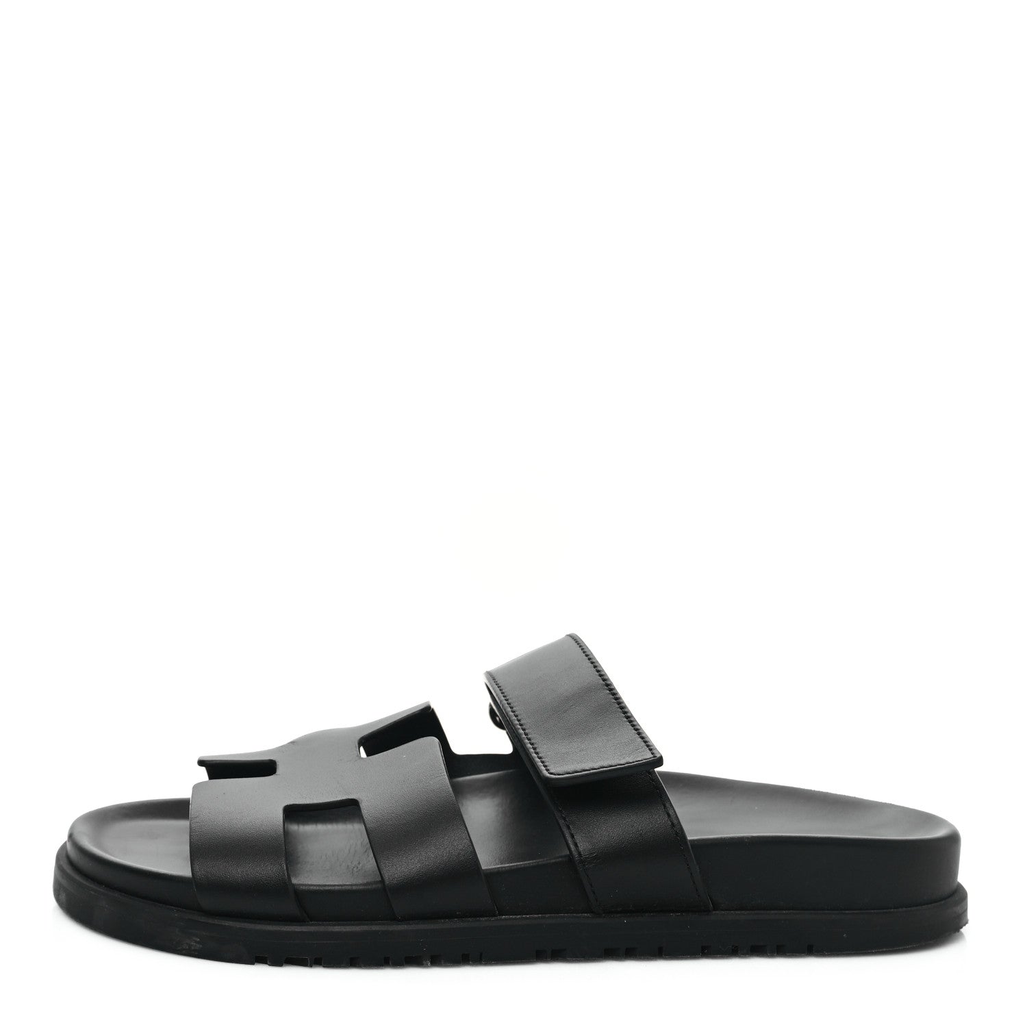 Hermes Calfskin Womens Chypre Sandals 38 Black 1 of 9