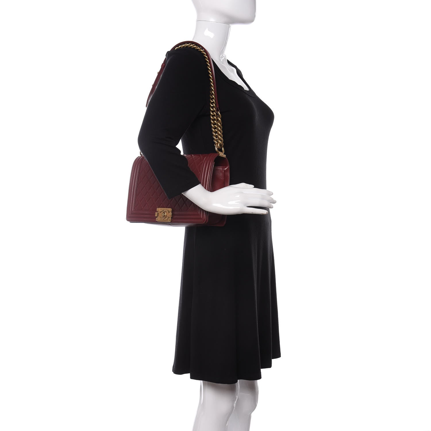 Chanel Lambskin Quilted New Medium Boy Flap Dark Red 2 of 11