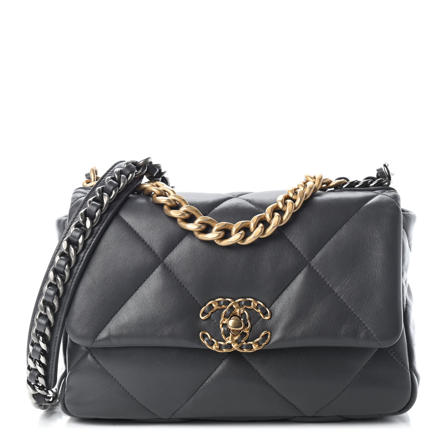 Chanel Lambskin Quilted Medium Chanel 19 Flap Dark Grey 1 of 9