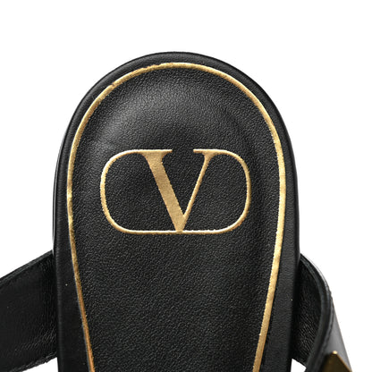 Valentino Garavani Calfskin Roman Stud Ankle Strap Flat Sandals 38 Black 7 of 12