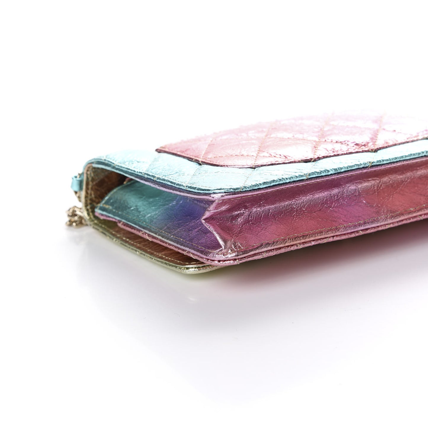 Metallic Goatskin Quilted 2.55 Reissue Wallet on Chain WOC Multicolor