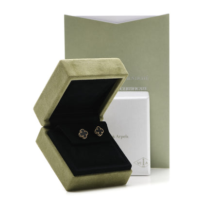 Van Cleef & Arpels 18K Yellow Gold Black Onyx Sweet Alhambra Earrings 5 of 5