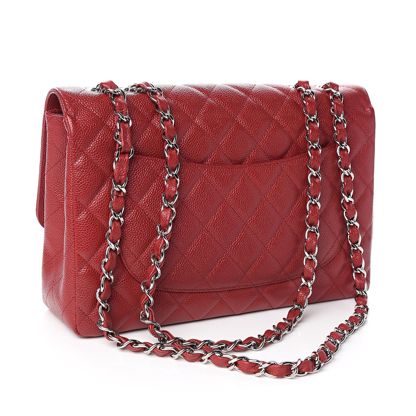 Caviar Quilted Jumbo Single Flap Red
