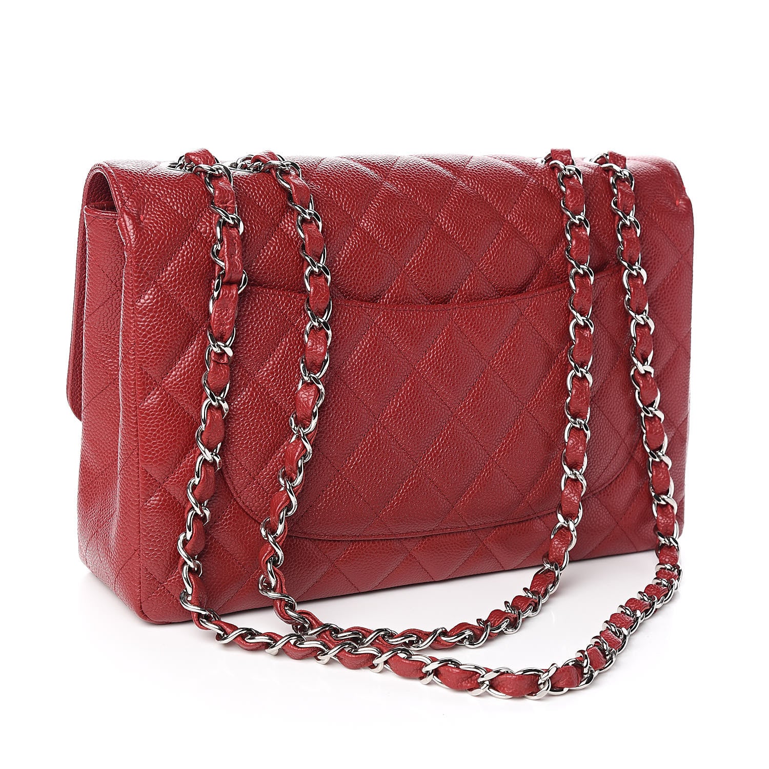 Chanel Caviar Quilted Jumbo Single Flap Red 3 of 10