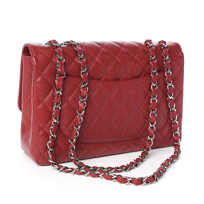 Chanel Caviar Quilted Jumbo Single Flap Red 3 of 10