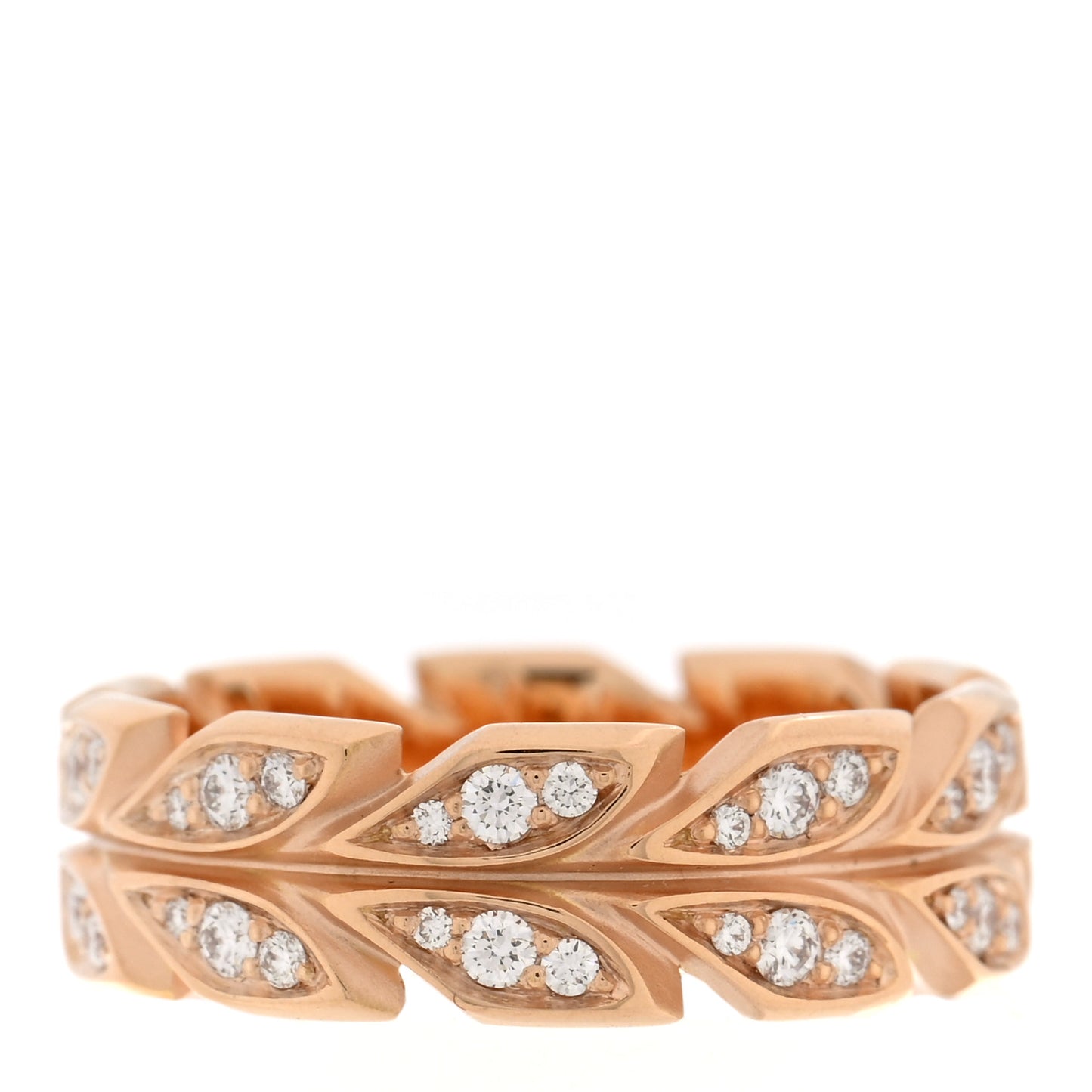 18K Rose Gold Diamond Victoria Vine Band Ring 52 6