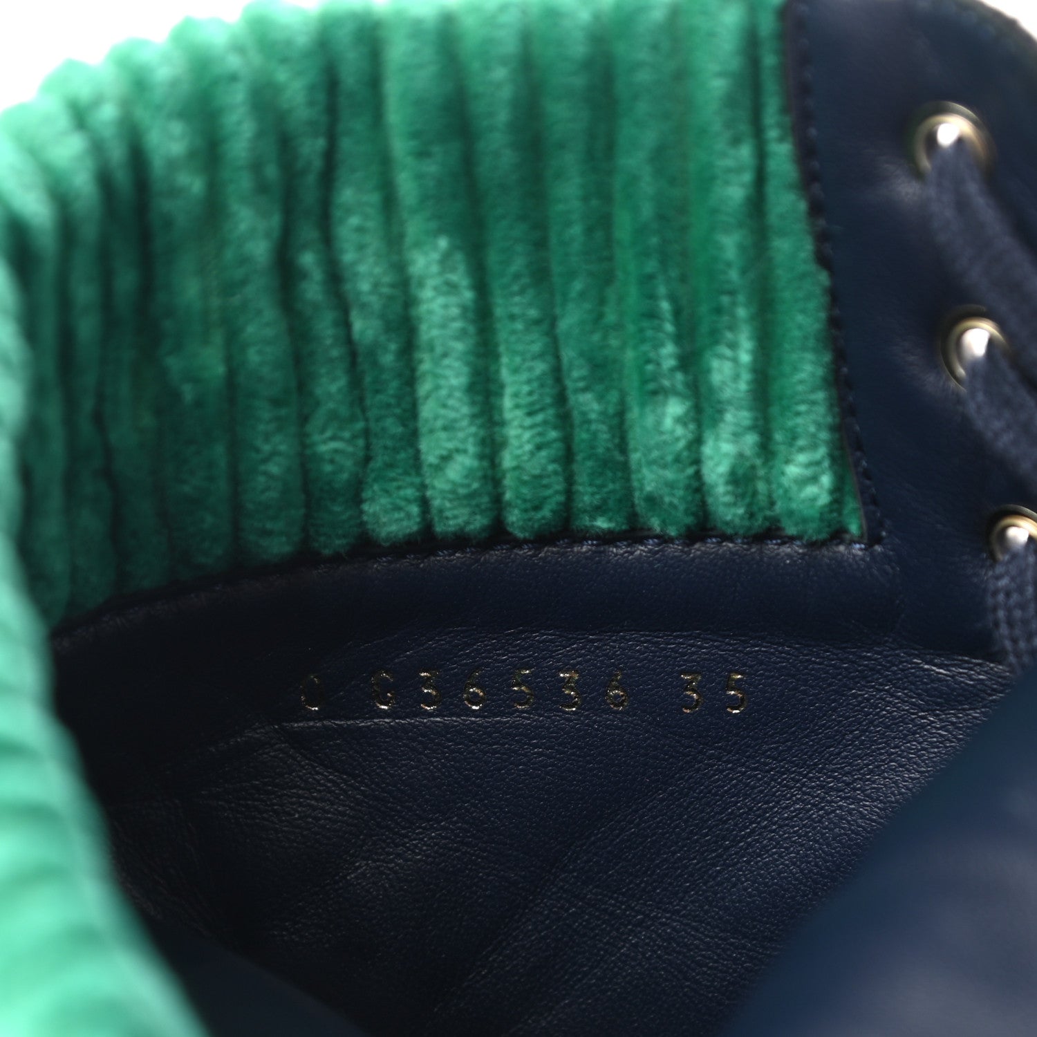 Chanel Suede Calfskin Velvet Quilted CC Combat Boots 35 Navy Green Black 7 of 10