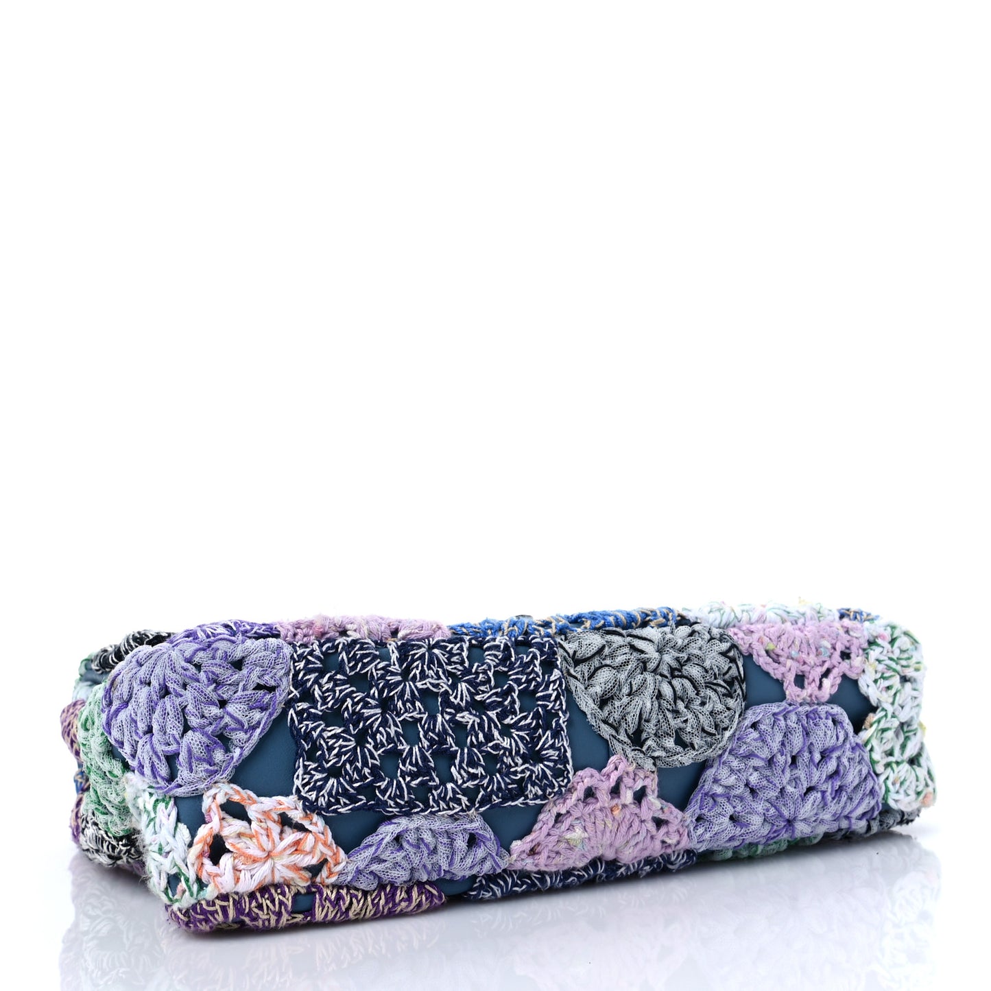 Lambskin Crochet Medium Single Flap Blue