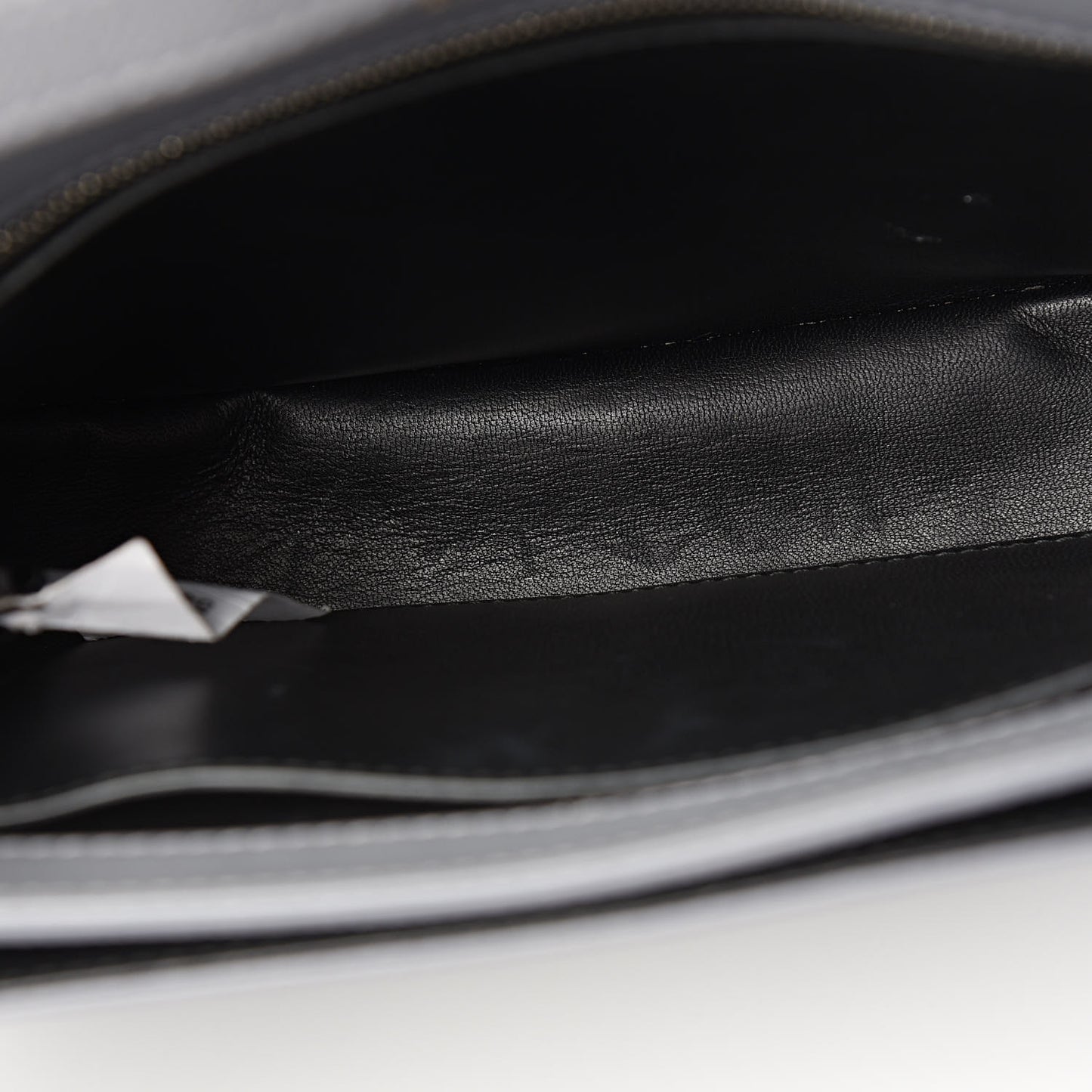 Signature Grained Calfskin Logo S Ville Day Bag Gris Perle Fonce White