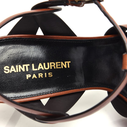 Saint Laurent Calfskin Tribute 105 Sandals 38.5 New Papaya 8 of 9