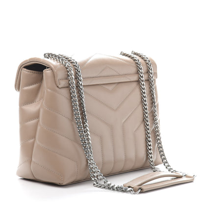 Saint Laurent Calfskin Y Quilted Monogram Small Loulou Chain Satchel Nude Powder 3 of 10