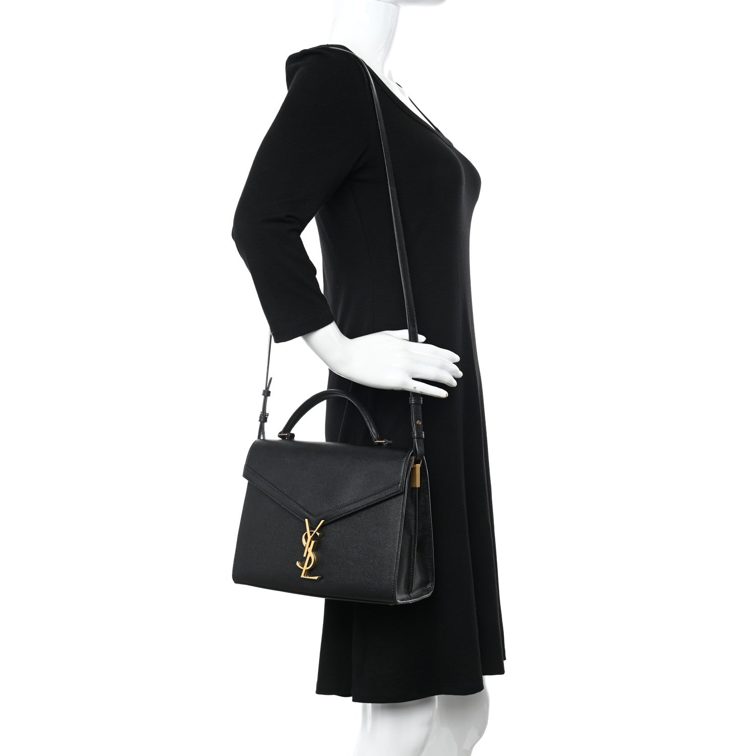 Saint Laurent Grain de Poudre Medium Classic Monogram Cassandra Top Handle Black 2 of 9