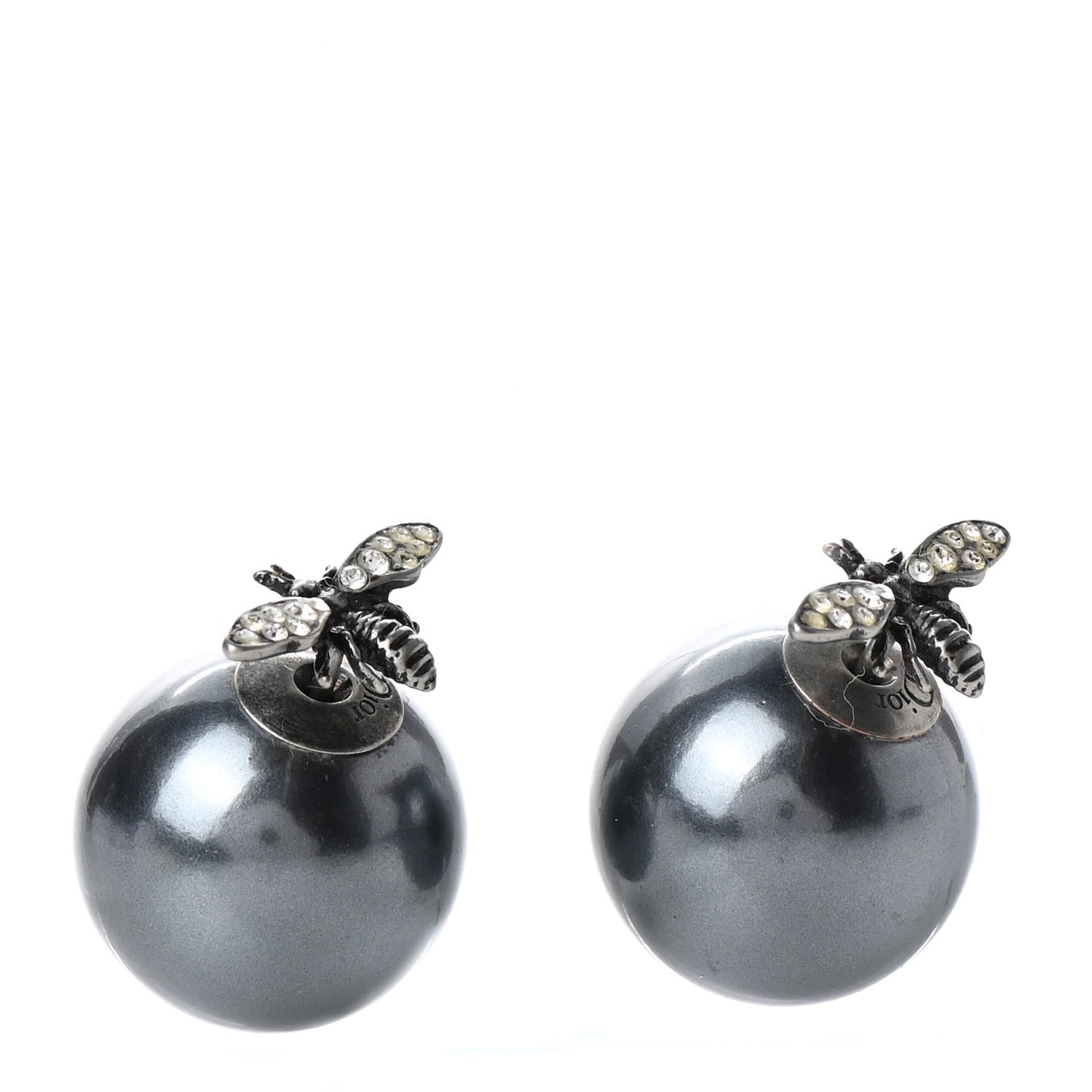 Christian Dior Pearl Crystal Bee Mise En Dior Tribal Earrings Grey 1 of 4