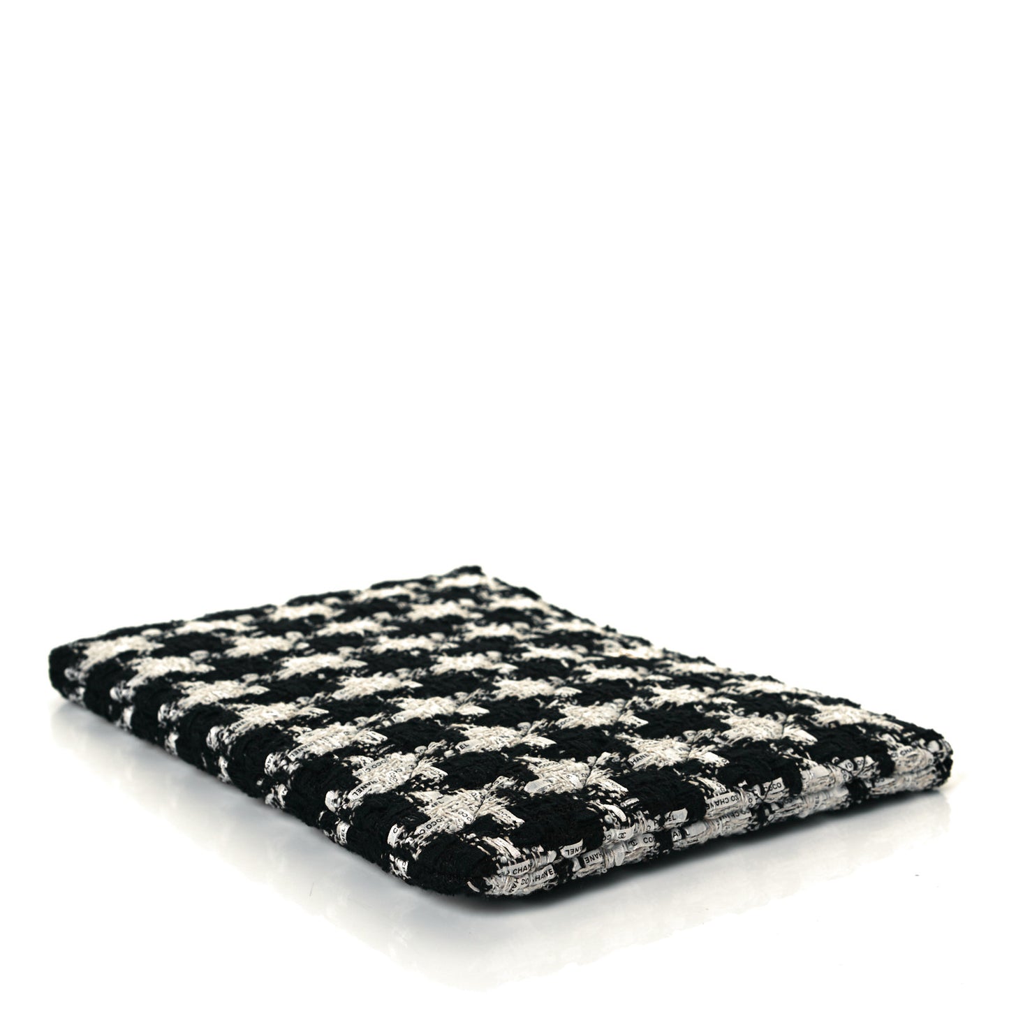Tweed Quilted Medium Cosmetic Pouch Black Ecru White