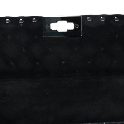 Valentino Garavani Craquele Nappa Medium Rockstud Spike Shoulder Bag Black 5 of 5