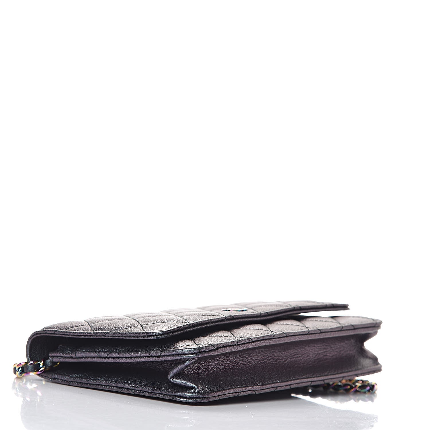 Chanel Iridescent Goatskin Quilted Wallet On Chain WOC Purple 4 of 11