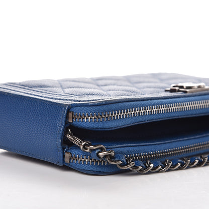 Chanel Caviar Quilted Small Boy Clutch With Chain Blue 13 of 16