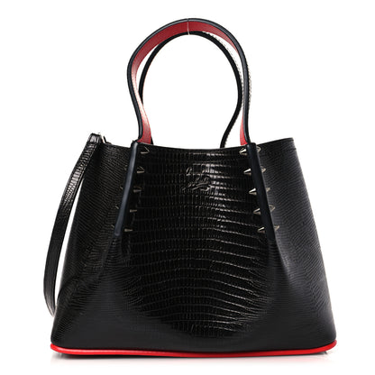 Christian Louboutin Patent Embossed Spiked Mini Cabarock Shopper Tote Black 1 of 9