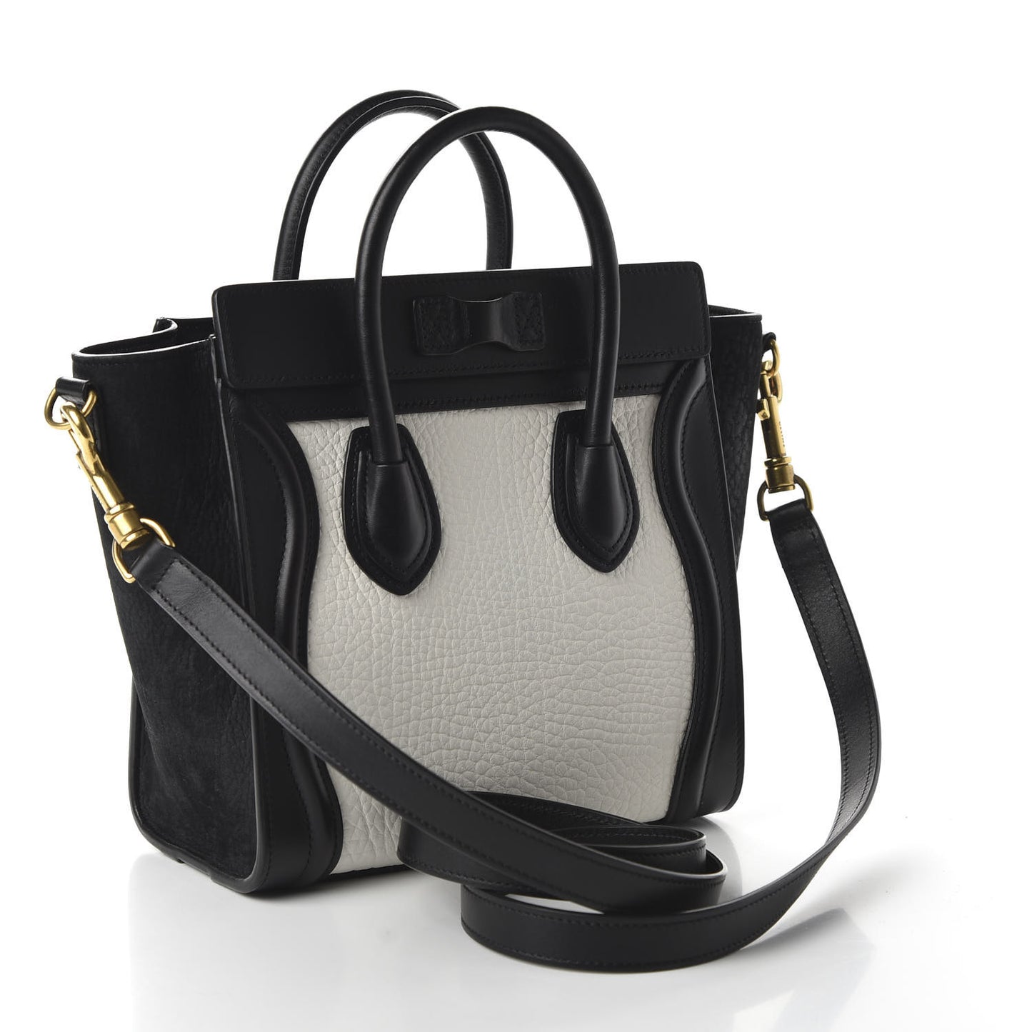 Bullhide Calfskin Nubuck Bi-Color Nano Luggage Black White