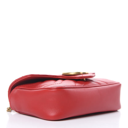 Gucci Calfskin Matelasse Super Mini GG Marmont Shoulder Bag Hibiscus Red 4 of 9