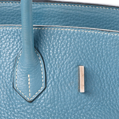 Hermes Taurillon Clemence Birkin 35 Blue Jean 27 of 40