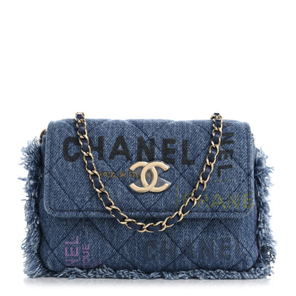 Chanel Denim Quilted Denim Mood Clutch With Chain Blue Multicolor 1 of 12
