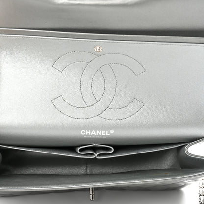 Chanel Metallic Calfskin Quilted Jumbo Double Flap Silver 4 of 14