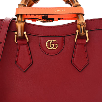 Gucci Wonka Grain Calfskin Small Diana Tote Bag Dark Red Orange Fluo 8 of 12