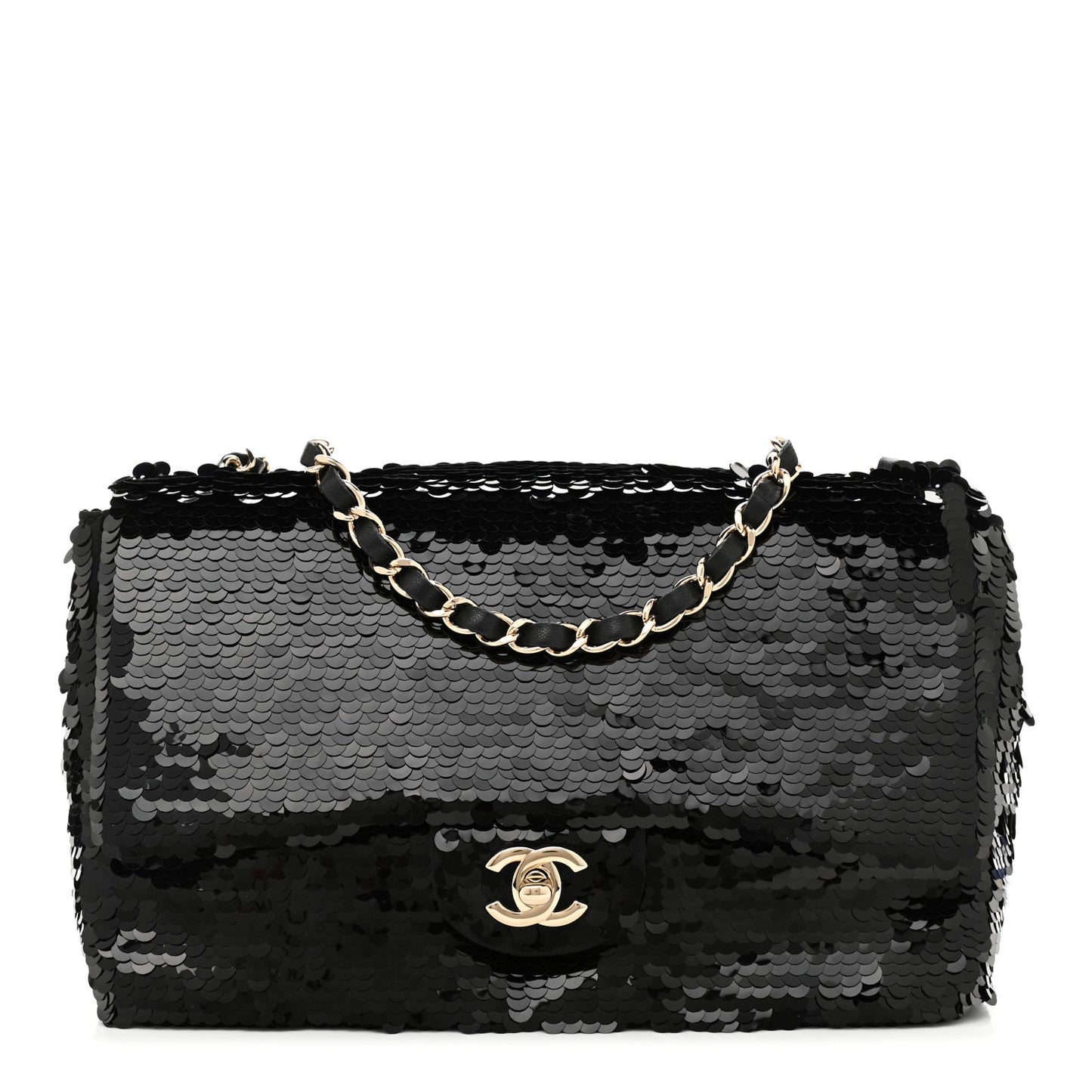 Sequin Medium Single Flap Black