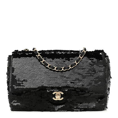 Chanel Sequin Medium Single Flap Black 1 of 10