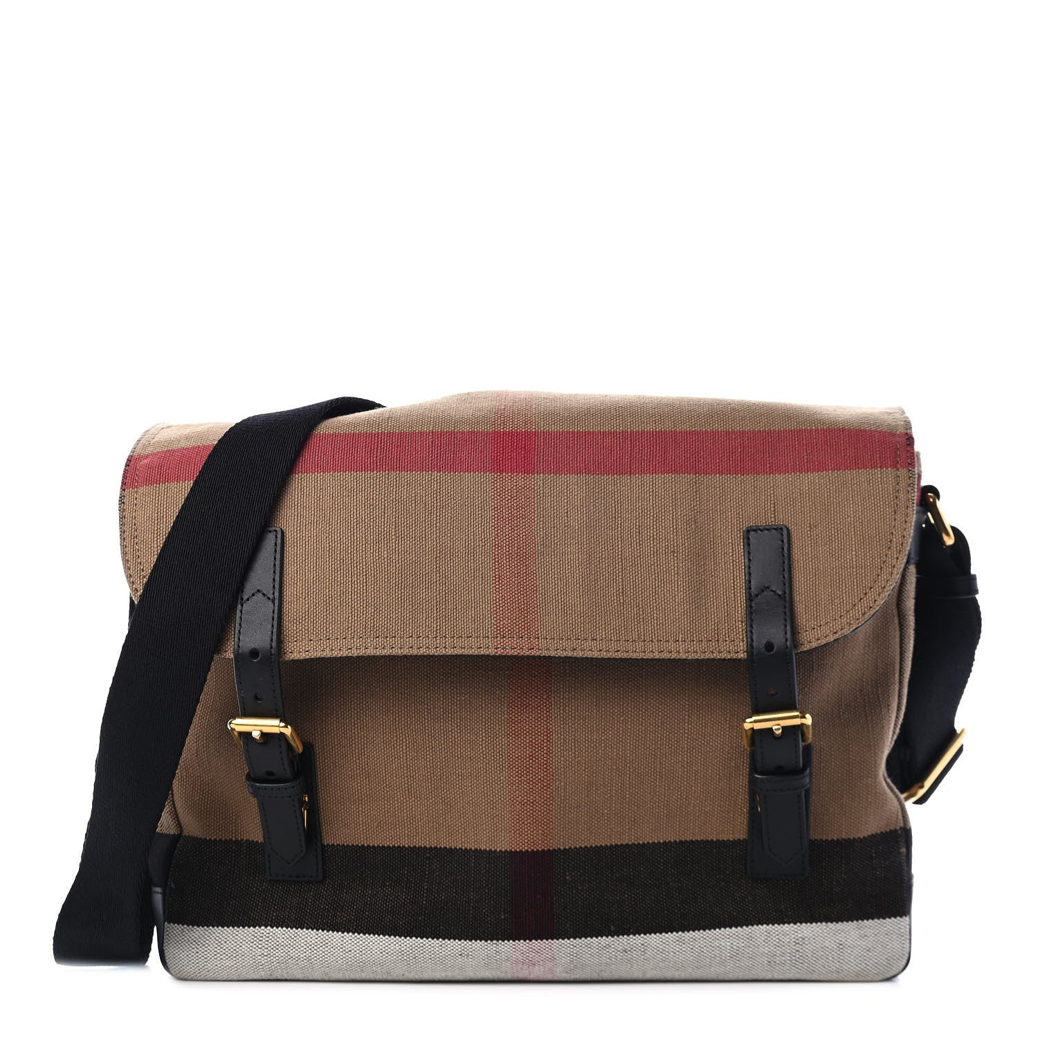 Burberry Canvas Mega Check Large Baildon Messenger Bag Black 1 of 10