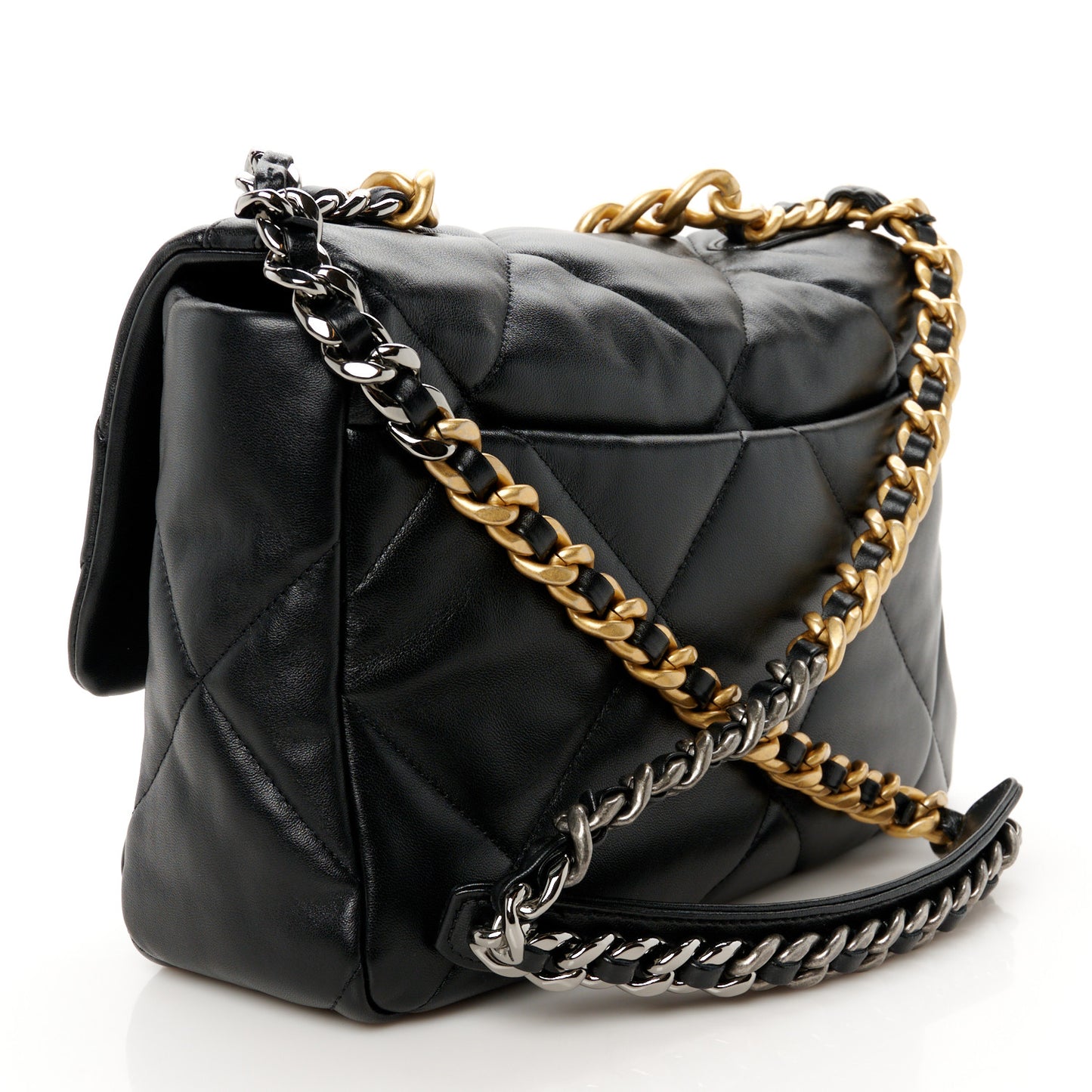Lambskin Quilted Large Chanel 19 Flap Black