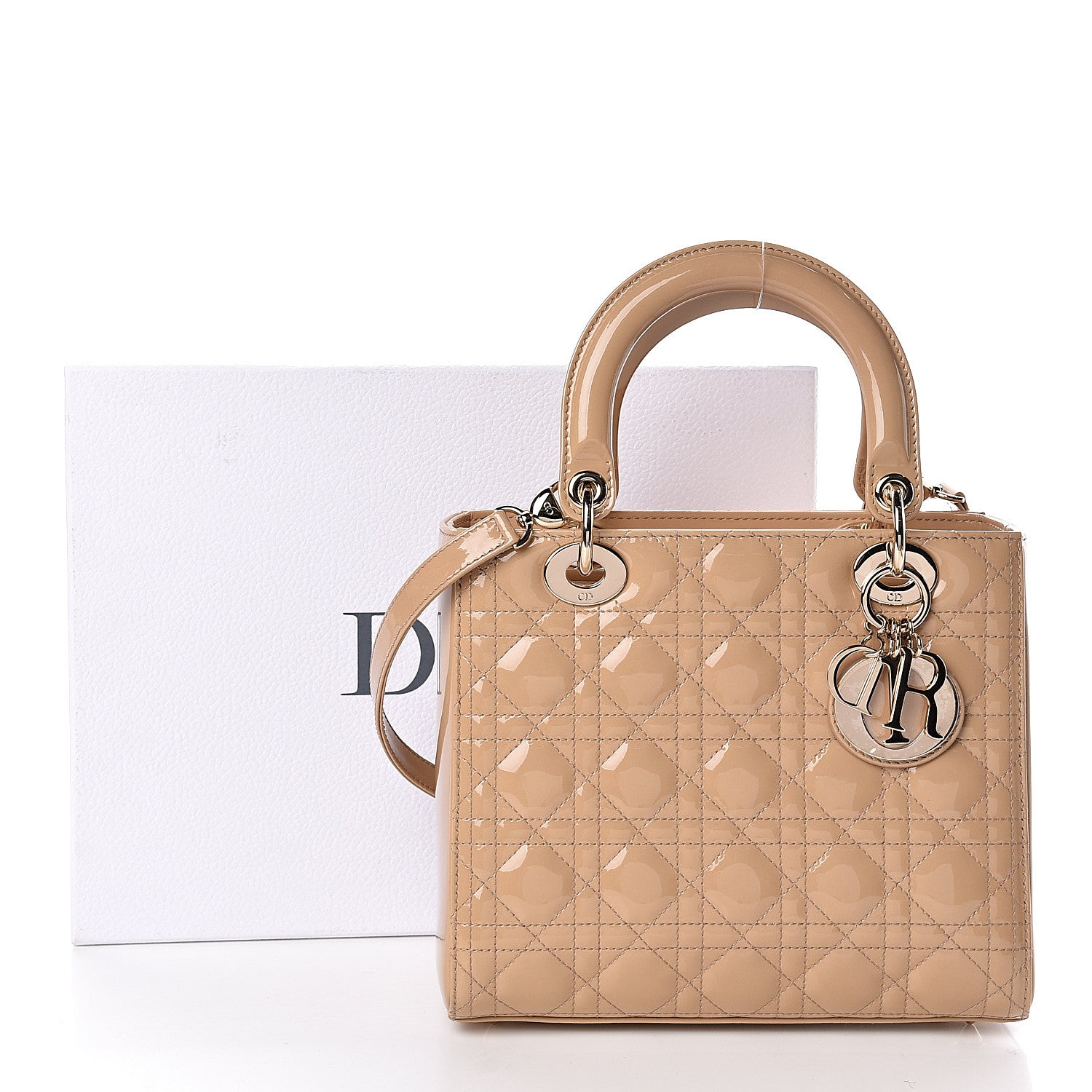 Christian Dior Patent Cannage Medium Lady Dior Beige 11 of 11