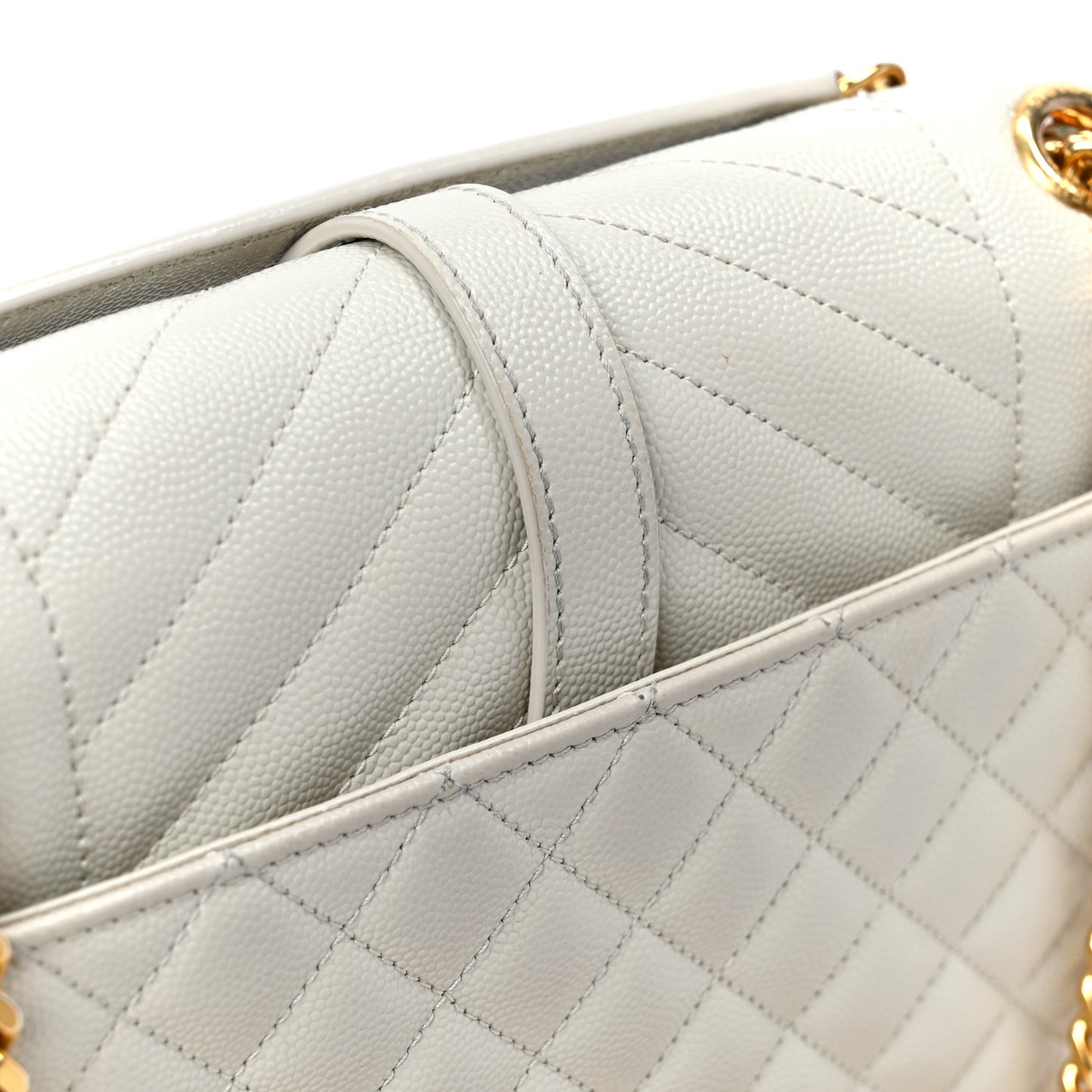 Grain De Poudre Textured Mixed Matelasse Medium Triquilt Monogram Satchel Crema Soft
