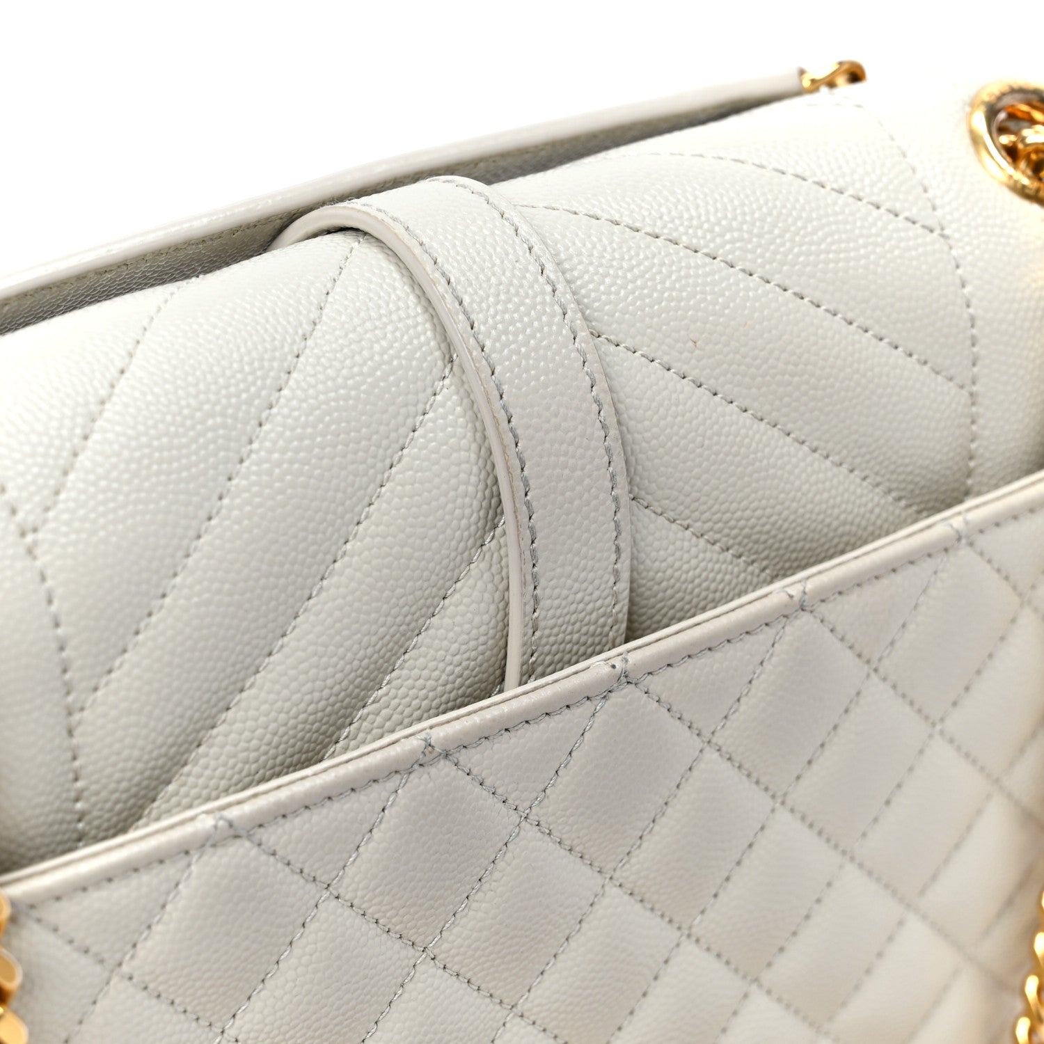 Saint Laurent Grain De Poudre Textured Mixed Matelasse Medium Triquilt Monogram Satchel Crema Soft 12 of 12