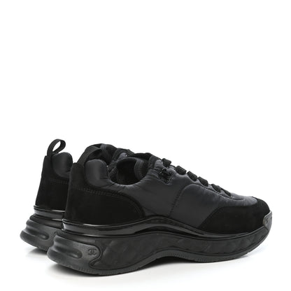 Chanel Nylon Suede Calfskin CC Sneakers 38.5 Black 4 of 8
